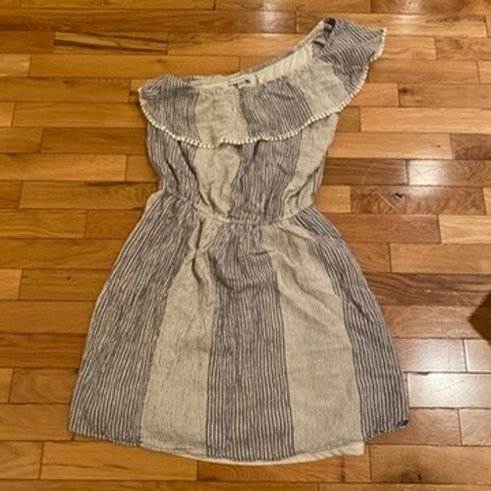 American Eagle Outfitters One Shoulder Striped Ruffle Dress M